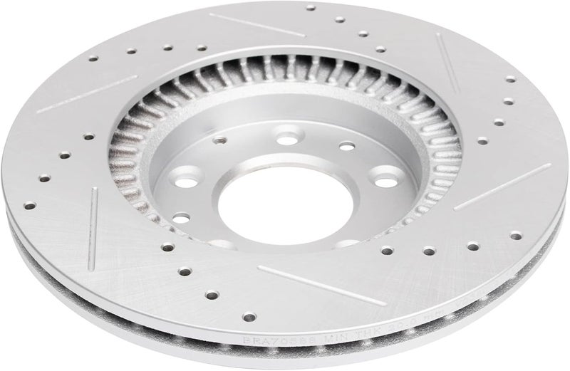 TRQ Front Performance Brake Rotors Set Premium G-Coated Cross Drilled & Slotted Compatible with 2006-2015 Mazda MX-5 Miata - Image 5