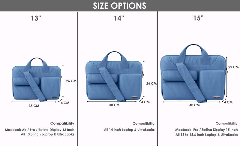 Probus 360 Protective Laptop Shoulder Bag for 15.6 Inch Laptop/MacBook/Chromebook/Notebook Water Resistant Sleeve Case Cover Office Bag – Sky Blue - Image 3