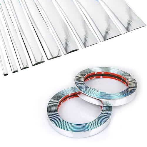 NANSH 16Ft Chrome Silver Extra Thick Auto Molding Trim Universal Bumper Window Door Body Side Decorative Strip Scratch-Proof (Width: 1/2inch [12mm]) - Image 1