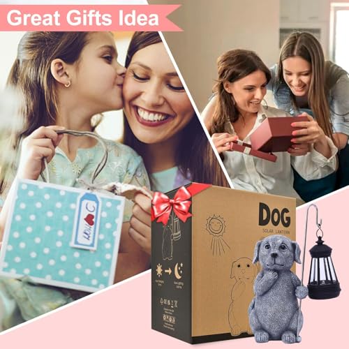Qeeman Garden Decor Statues: Mothers Day Birthday Gifts for Mom Grandma Women Sister Wife Lady Lover - Front Patio Balcony Yard Art Lawn Ornaments Porch Outdoor Outside Decorations (Dog) - Image 2