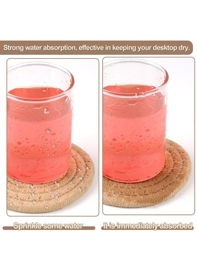 vivinin 10 Psc Cotton Coasters, 10 Color Drink Coasters, Cup Coasters Minimalism Cotton Woven Absorbent, Coaster Set for Room Decor Bar Housewarming Gift, 4.3inch - Image 5