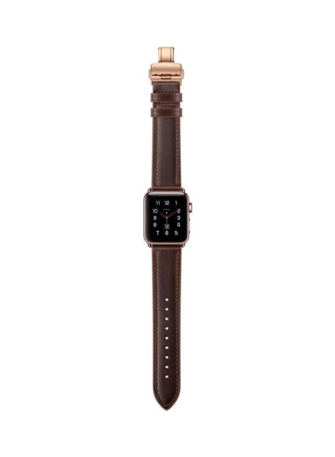 NIBEMINENT Replacement Strap For Apple Watch Series Dark Brown - Image 4