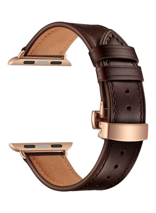 NIBEMINENT Replacement Strap For Apple Watch Series Dark Brown - Image 3