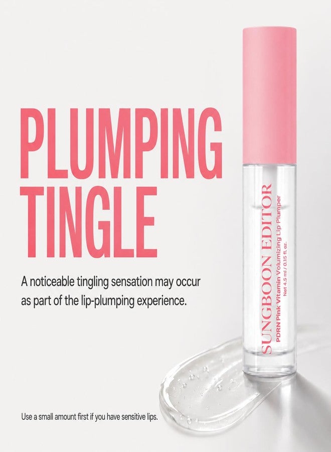 SUNGBOON EDITOR Pink PDRN Vitamin Volumizing Lip Plumper, Fuller-Looking High-Shine Clear Gloss for Dry Lips, with 5% Volufiline, Warming Tingle Lip Care, Korean Skincare, 0.14 oz - Image 2