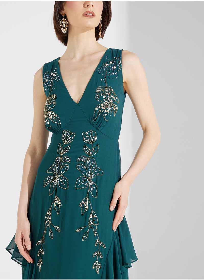 Frock and Frill - V-Neck Ruffle Dress - Image 1