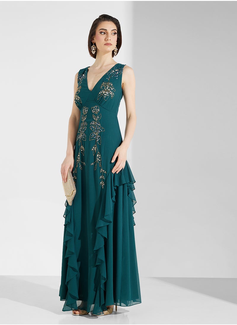 Frock and Frill - V-Neck Ruffle Dress - Image 1