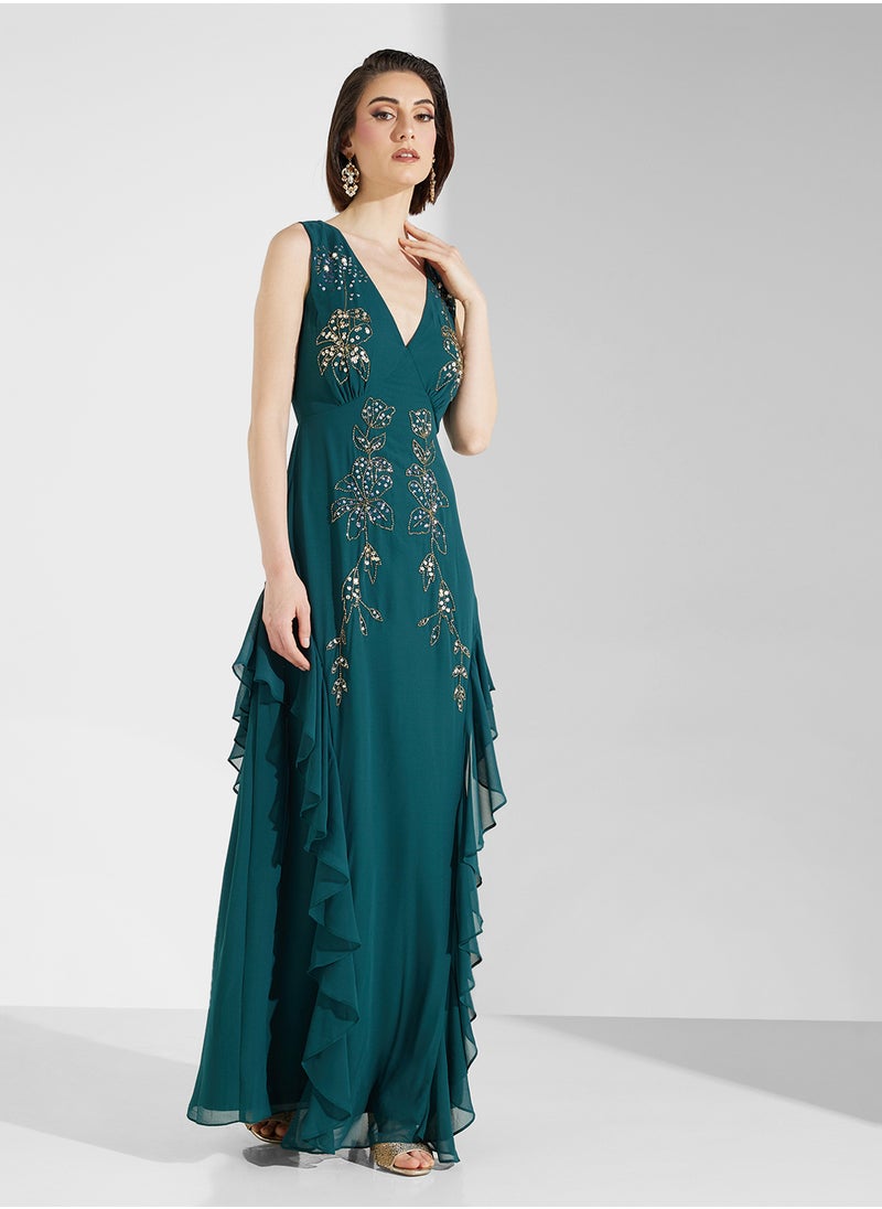 Frock and Frill - V-Neck Ruffle Dress - Image 1