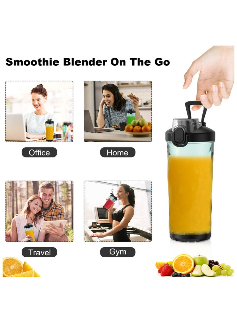 أسيف خلاط محمول، خلاط شخصي بالاهتزاز والانزلاق، خلاط صغير قابل لإعادة الشحن، سعة 20 أونصة، مع غطاء للسفر للاستخدام في المنزل/المطبخ/الصالة الرياضية - Image 3