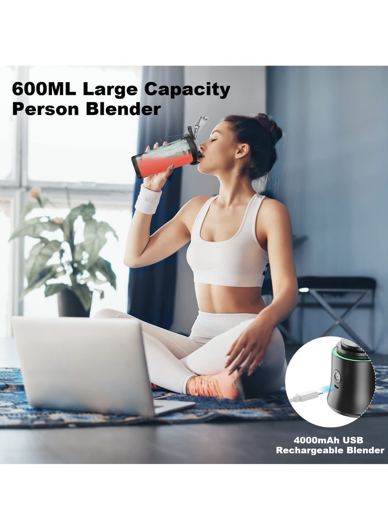 أسيف خلاط محمول، خلاط شخصي بالاهتزاز والانزلاق، خلاط صغير قابل لإعادة الشحن، سعة 20 أونصة، مع غطاء للسفر للاستخدام في المنزل/المطبخ/الصالة الرياضية - Image 4