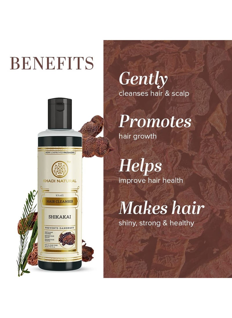 Khadi Natural Khadi Natural Shikakai Shampoo for Cleaning Hair Natural Hair Cleanser with Shikakai Nourishing Shampoo for Healthy Hair Suitable for All Hair Types 210ml  - Image 3