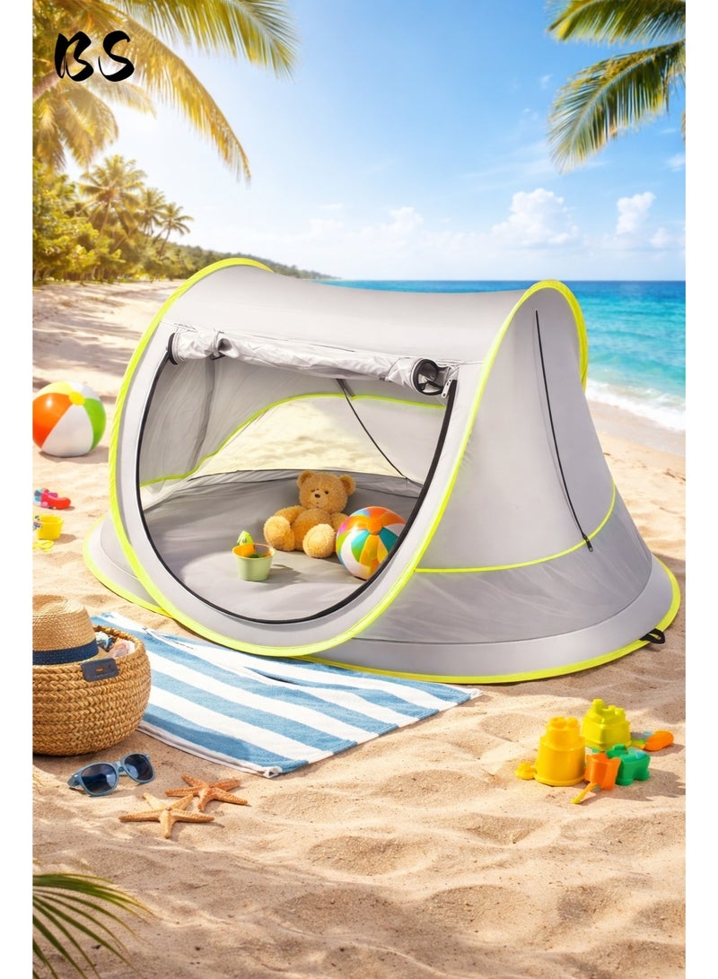 BS Portable Baby Beach Tent with UPF 50+ Sun Shelter Mosquito Net and Sunshade | Ideal Pop Up Kids Travel Tent |  with Carry Bag & 2 Stakes | Outdoor Indoor Play and Sun Protection - Image 1