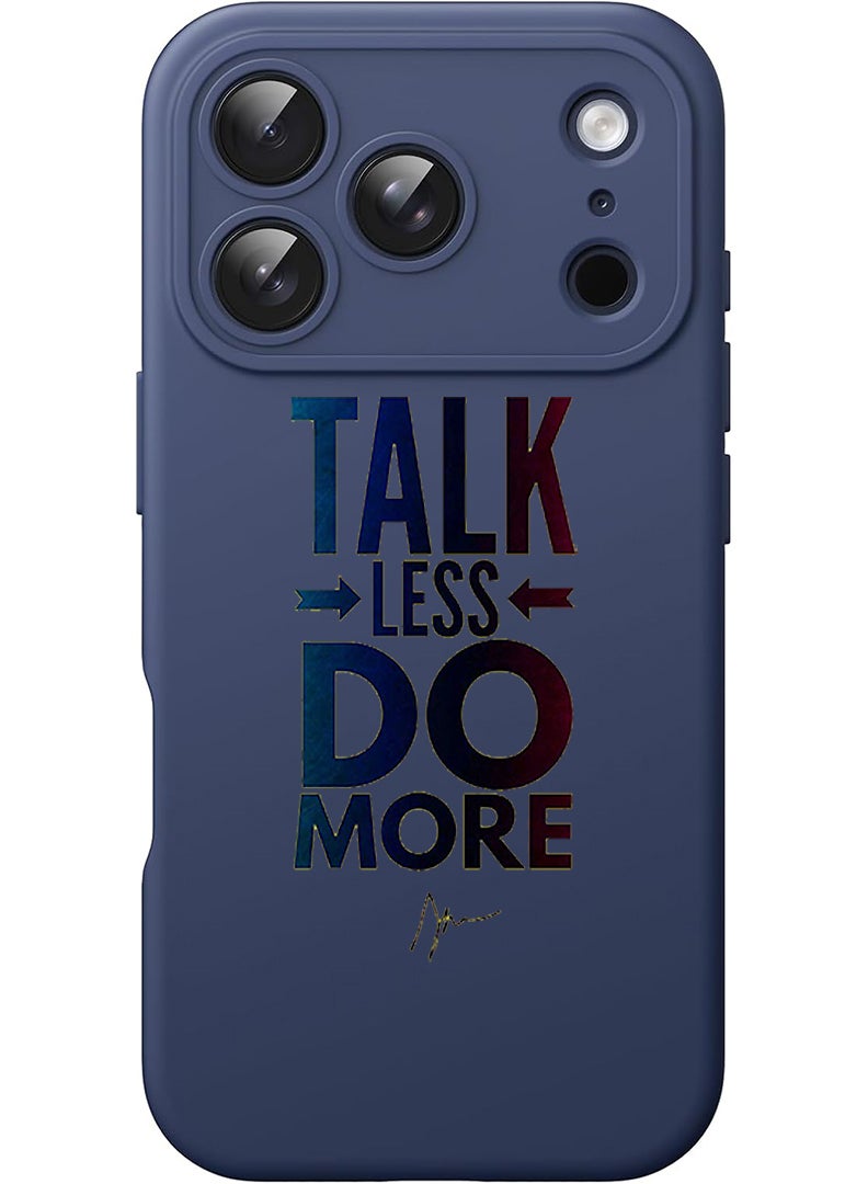 Theodor Protective Slim Fit Case Liquid Silicone Cover with Full Body Protection Anti-Scratch Shockproof Case For Apple iPhone 17 Pro (Blue) talk less do more - Image 1