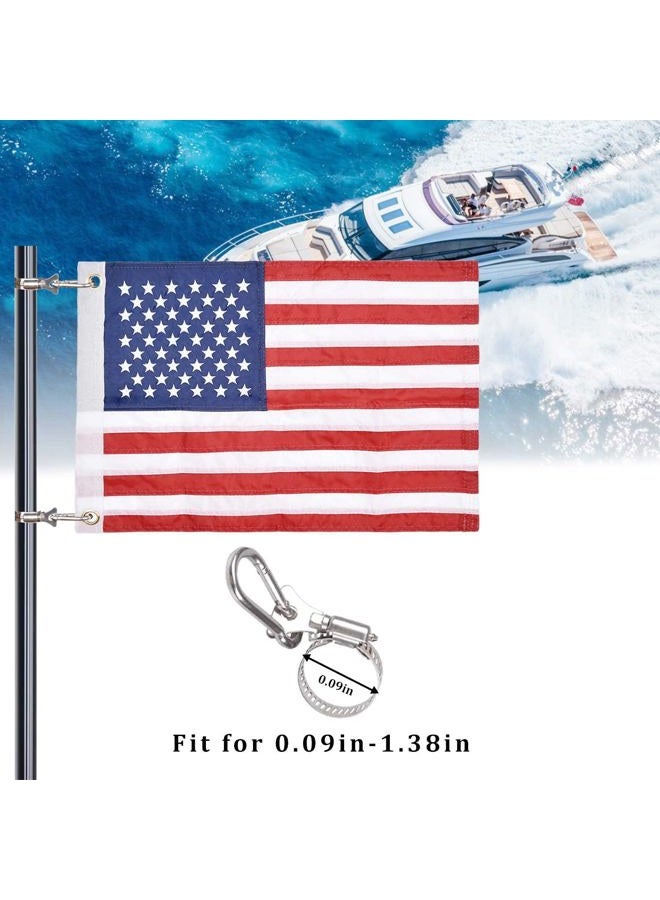 FLAGMESAGE Universal Boat Flag Marine 12"x18" with 4 Boat Flag Pole Kits USA Flag with 50 Embroidered Stars American Boat Flag - Image 2