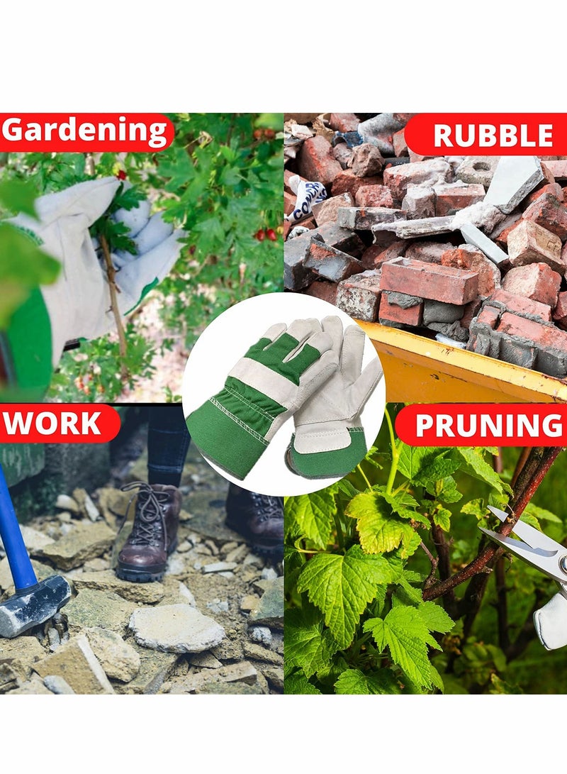 KASTWAVE Heavy Duty Gardening Gloves, Garden Thorn Proof Leather Work Strong Tools Pruning Shears Bricklaying(One size, Green, 1 Pairs) - Image 2