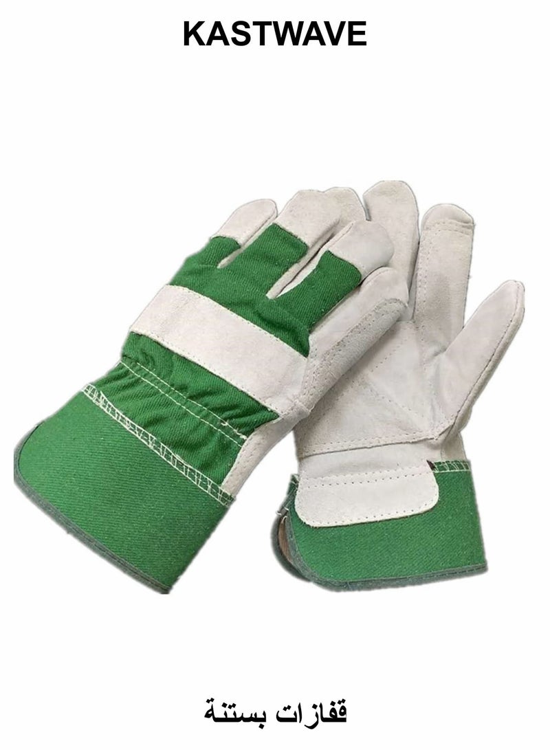 KASTWAVE Heavy Duty Gardening Gloves, Garden Thorn Proof Leather Work Strong Tools Pruning Shears Bricklaying(One size, Green, 1 Pairs) - Image 1