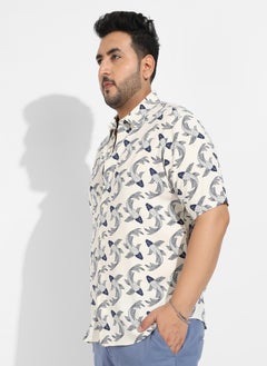 Instafab Plus Instafab Plus Men's Fish Print Button Up Shirt  - Image 3