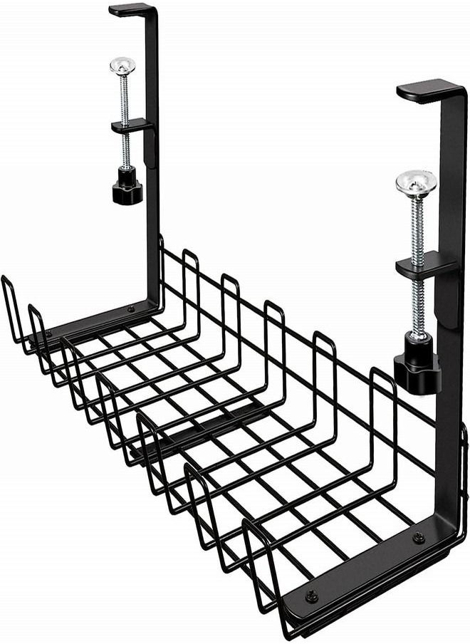 Tiokkss Tiokkss Under Desk Cable Management Tray, Upgraded Wire Management No Drill No Screws, Cable Tray with Clamp for Desk Wire Management, Computer Cable Rack for Office, Home No Damage to Desk  - Image 1