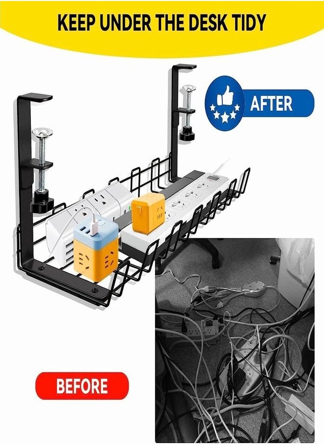 Tiokkss Tiokkss Under Desk Cable Management Tray, Upgraded Wire Management No Drill No Screws, Cable Tray with Clamp for Desk Wire Management, Computer Cable Rack for Office, Home No Damage to Desk  - Image 4