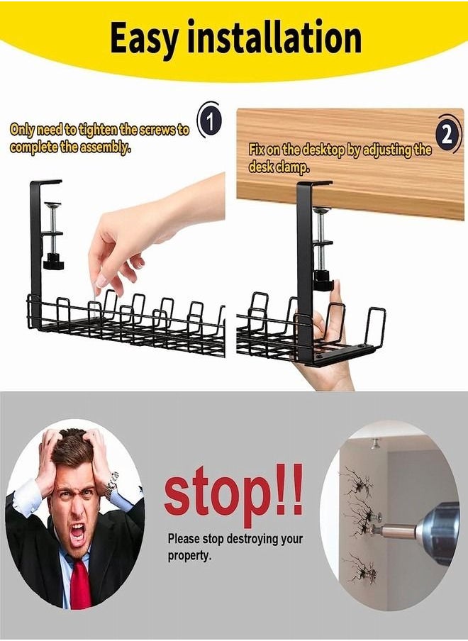 Tiokkss Tiokkss Under Desk Cable Management Tray, Upgraded Wire Management No Drill No Screws, Cable Tray with Clamp for Desk Wire Management, Computer Cable Rack for Office, Home No Damage to Desk  - Image 5