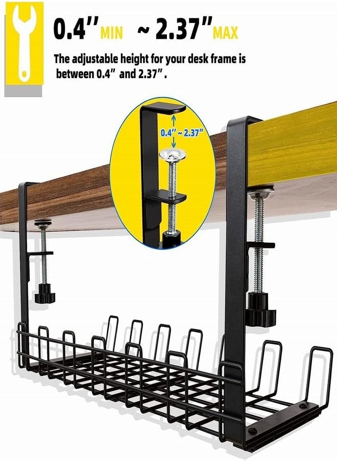 Tiokkss Tiokkss Under Desk Cable Management Tray, Upgraded Wire Management No Drill No Screws, Cable Tray with Clamp for Desk Wire Management, Computer Cable Rack for Office, Home No Damage to Desk  - Image 2