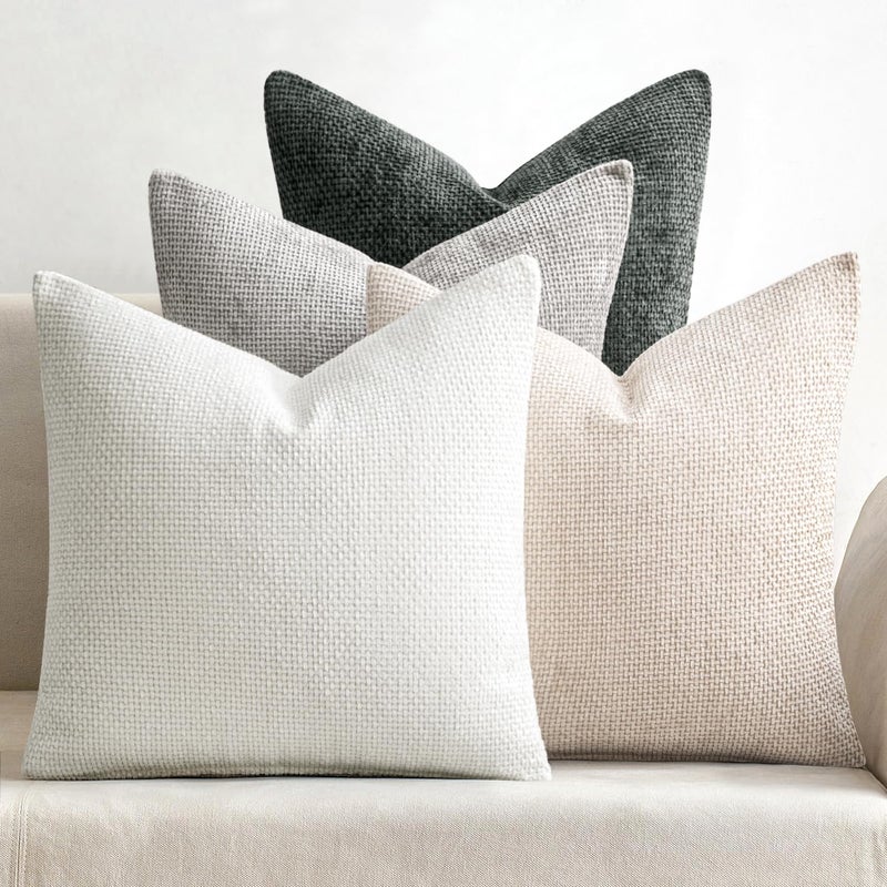 MIULEE Pack of 4 Couch Throw Pillow Covers 20x20 Inch Gray Soft Decorative Chenille Pillow Covers Farmhouse Accent Cushion Covers for Boho Home Decor Sofa Bedroom Living Room
