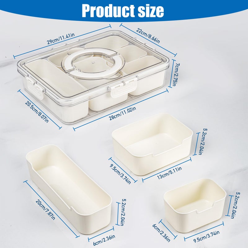 Bandesun Divided Serving Tray with Lid and Handle - Clear Organizer for Candy, Fruits, Nuts, Snacks - Perfect for Party, Entertaining - Snackle Box Charcuterie Container for Portable Snack Platters - Image 2