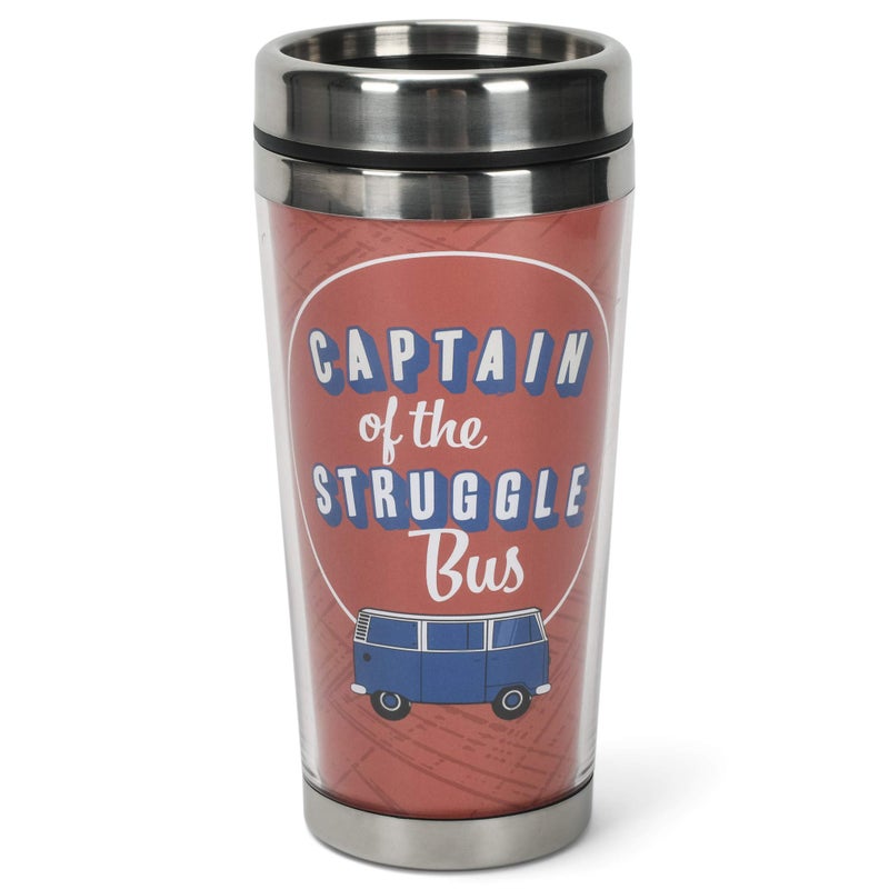 Elanze Designs Captain Struggle Bus Maroon 16 Ounces Stainless Steel Travel Mug Tumbler - Image 1