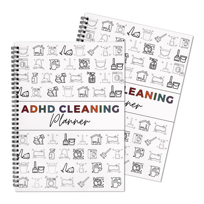 FASBET 2pcs Adhd Cleaning Planner for Adults Women Teens Adhd Cleaning and Organizing Planner Cleaning Schedule and Checklist Notebook List Daily Weekly Monthly for Home Chore Chart Adhd Daily Planner - Image 1