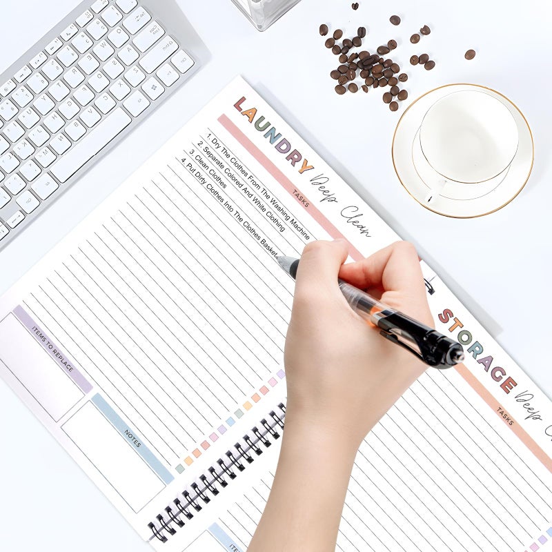 FASBET 2pcs Adhd Cleaning Planner for Adults Women Teens Adhd Cleaning and Organizing Planner Cleaning Schedule and Checklist Notebook List Daily Weekly Monthly for Home Chore Chart Adhd Daily Planner - Image 4