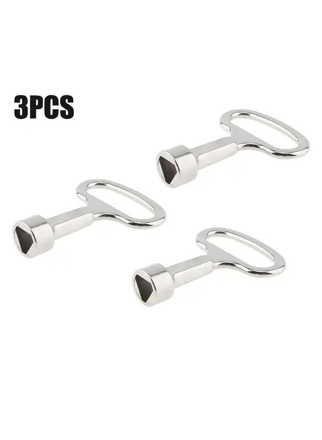 3Pcs Silver 2.0 x 1.5 Inch Triangular Socket Wrench Key Universal Tool for Panel Lock - Image 1