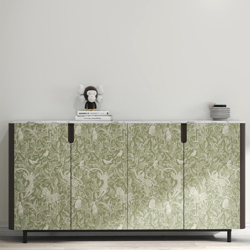 Vinjiasin Boho Safari Animal Wallpaper, Green Neutral Tone Jungle Leopard Zebra Bird Peel and Stick Wallpaper,Waterproof Contact Paper for Nursery Bedroom Living Room Home Decor 17.7" x 78.7" - Image 5