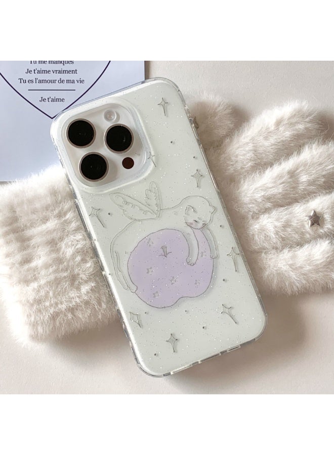 NIBEMINENT Purple Dream Cat Protective TPU Case Cover For iPhone 16