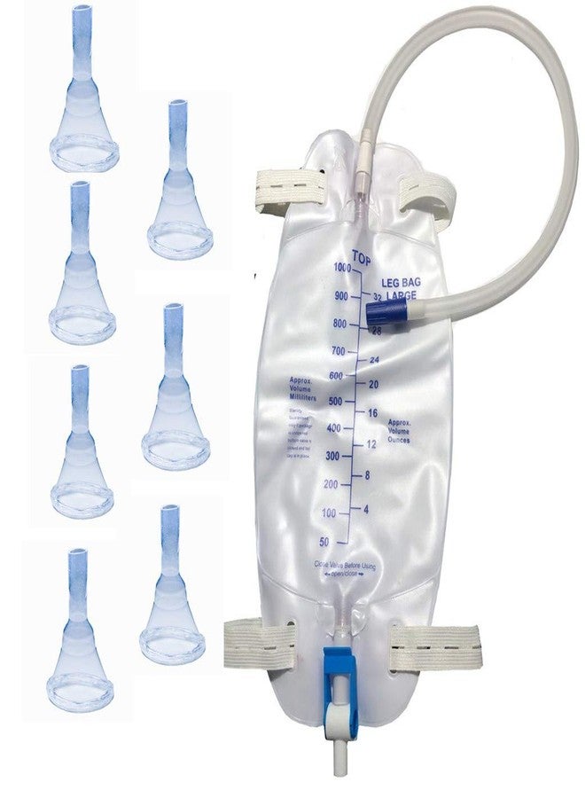 lifevv Male Complete Kit Urinary Incontinence 7-Condom Catheters External Self-Seal,Premium Leg Bag （1000ml）with 18" Tubing, Straps & Fast and Easy Draining (31mm (Intermediate)) - Image 1