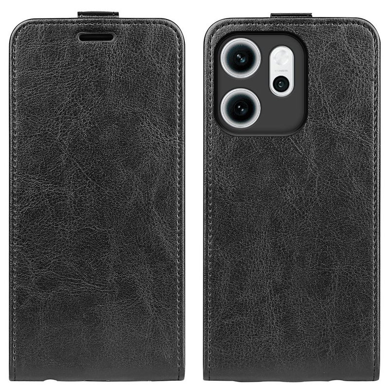 erorex For OPPO Reno14 F 5G R64 Texture Single Vertical Flip Leather Phone Case(Black) - Image 1