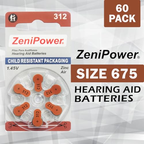 ZeniPower Size 312 Mercury Free 1.45V Hearing Aid Batteries Zinc Air (120 Batteries) - Image 2