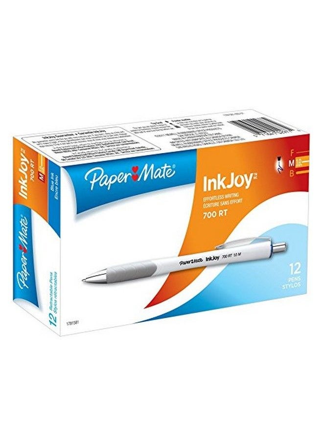 Paper Mate - Inkjoy 700Rt Retractable Ballpoint Pens Medium Point White Barrel Blue Ink Box Of 12 - Image 1