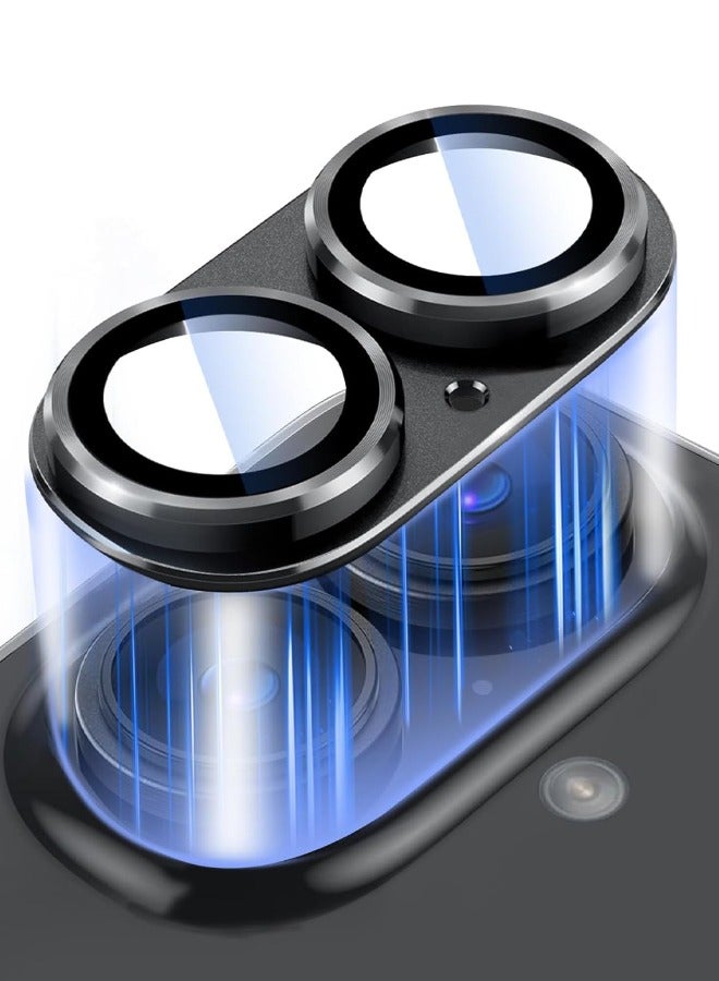 واقي عدسة الكاميرا لهاتف iPhone 16 / iPhone 16 Plus، [امتصاص قوي] [حماية من السقوط] [مقاوم للخدش] غطاء زجاجي مقوى من سبائك الألومنيوم المعدني غير اللامع 9H واقي شاشة الكاميرا، أسود - Image 1