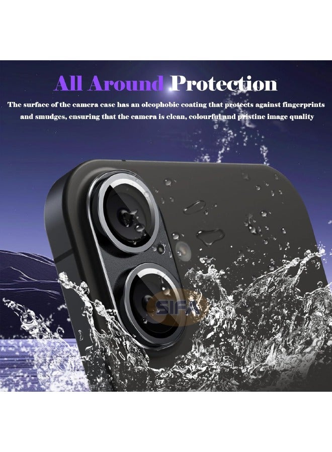 واقي عدسة الكاميرا لهاتف iPhone 16 / iPhone 16 Plus، [امتصاص قوي] [حماية من السقوط] [مقاوم للخدش] غطاء زجاجي مقوى من سبائك الألومنيوم المعدني غير اللامع 9H واقي شاشة الكاميرا، أسود - Image 5