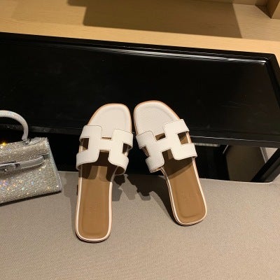 Womens Summer Flat Slides 2024 Candy Color White