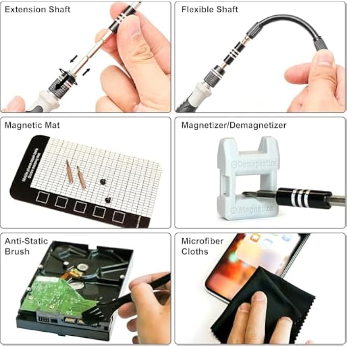 rayihni PRECISION SCREWDRIVER SET, ELECTRONIC TOOL SET, LAPTOP SCREWDRIVER SET, FOR COMPUTER, COMPATIBLE MACBOOK, GAME CONSOLE, TABLET REPAIR, WATCH PHONE DISASSEMBLY TOOL BOX (130 PACK) - Image 2
