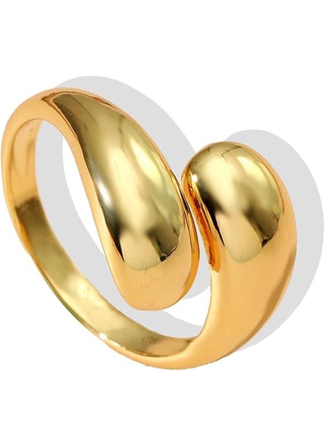 yongsheng Open Finger Ring，Plated Polished Water Droplet Ring With Cross Wound Ring Opening Chunky Open Twist Stackable Rings for Women  - Image 1
