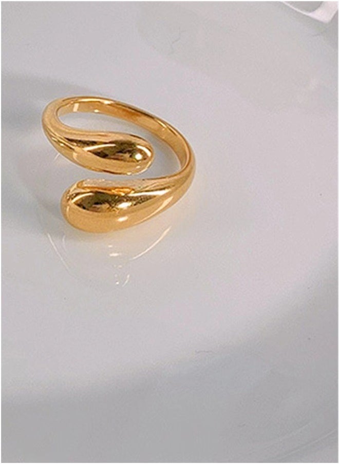 yongsheng Open Finger Ring，Plated Polished Water Droplet Ring With Cross Wound Ring Opening Chunky Open Twist Stackable Rings for Women  - Image 3