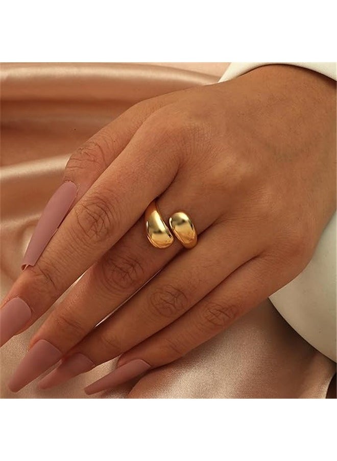 yongsheng Open Finger Ring，Plated Polished Water Droplet Ring With Cross Wound Ring Opening Chunky Open Twist Stackable Rings for Women  - Image 4