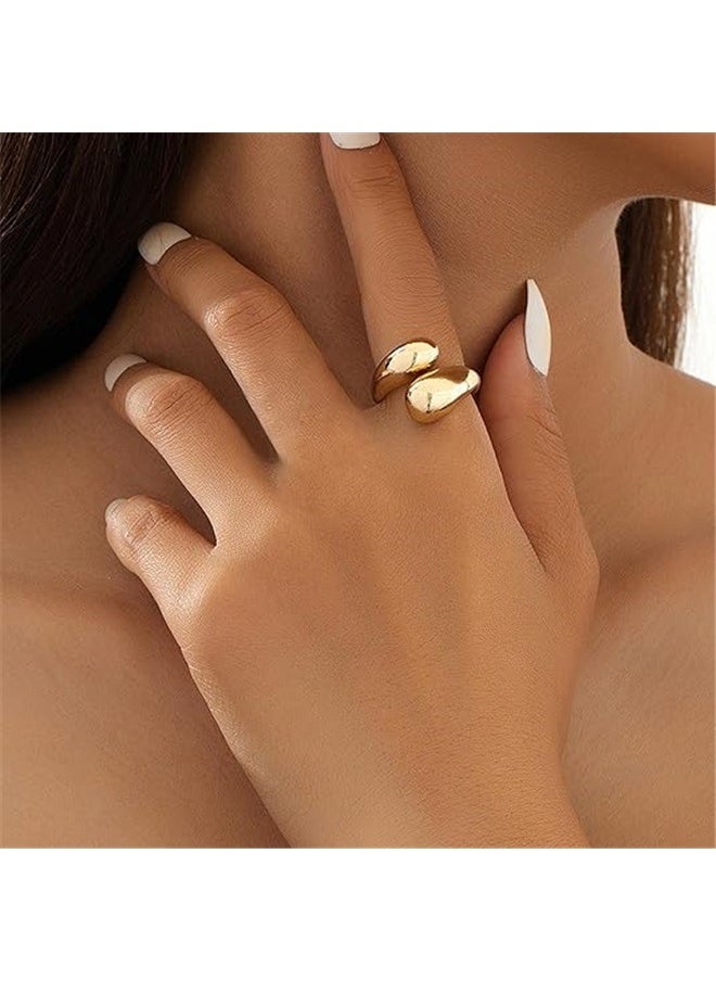 yongsheng Open Finger Ring，Plated Polished Water Droplet Ring With Cross Wound Ring Opening Chunky Open Twist Stackable Rings for Women  - Image 5