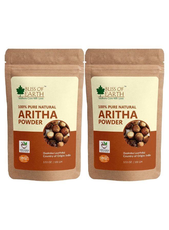 BLISS OF EARTH 100% Pure Reetha Powder 100GM Aritha Powder |Natural & Chemically Free Hair Cleanser Gorgeous & Silky Hair Pack of 2 - Image 1