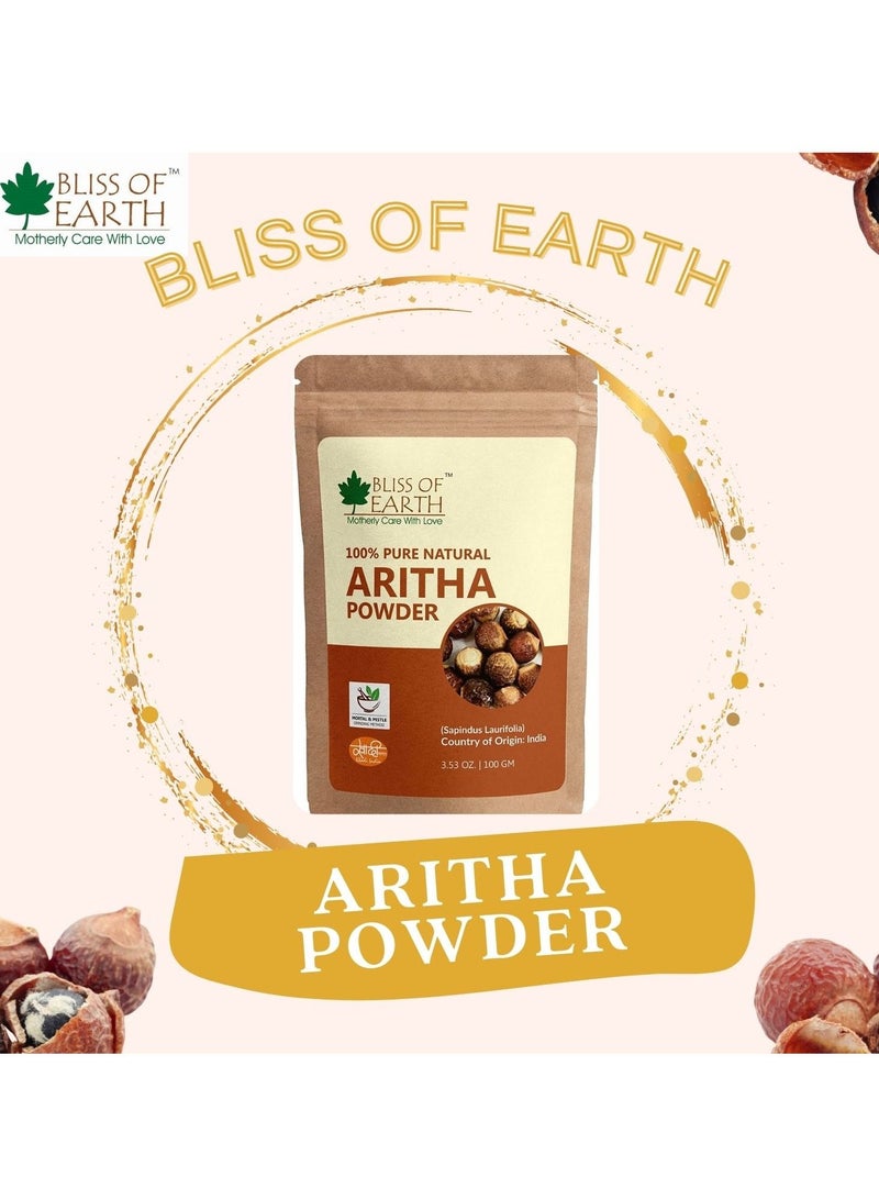 BLISS OF EARTH 100% Pure Reetha Powder 100GM Aritha Powder |Natural & Chemically Free Hair Cleanser Gorgeous & Silky Hair Pack of 2 - Image 2