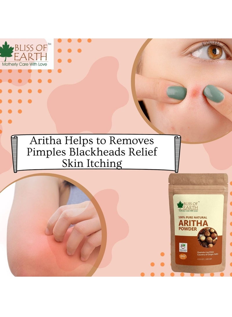 BLISS OF EARTH 100% Pure Reetha Powder 100GM Aritha Powder |Natural & Chemically Free Hair Cleanser Gorgeous & Silky Hair Pack of 2 - Image 5