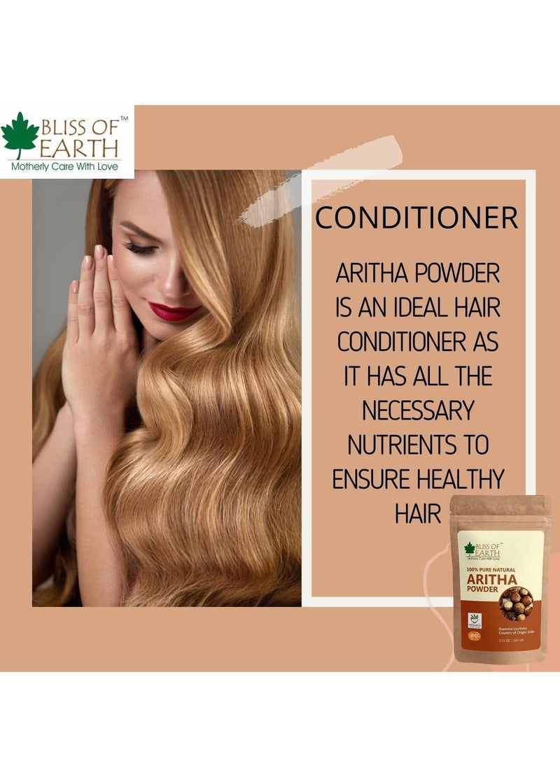 BLISS OF EARTH 100% Pure Reetha Powder 100GM Aritha Powder |Natural & Chemically Free Hair Cleanser Gorgeous & Silky Hair Pack of 2 - Image 4