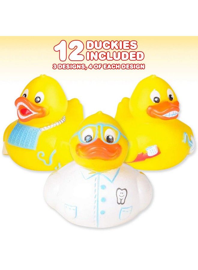 ArtCreativity 2 Inch Dental Rubber Duckies, Pack Of 12, Cute Duck Bath Tub Pool Toys In Assorted Styles, Fun Decorations, Carnival Supplies, Party Favor, Dental Treasure Toys - Image 3