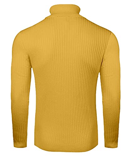 NORTHWIND Men's High Turtle Neck Cotton Slim Fit T-Shirt (Mustard, Small) - Image 3